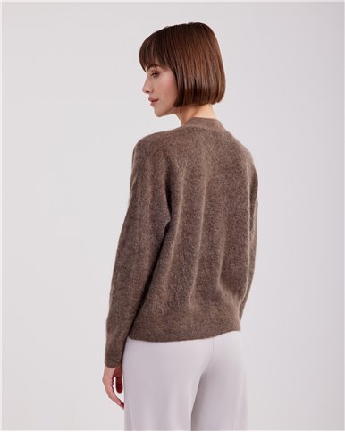 CARDIGAN MANICA LUNGA PUNTO PANNOCCHIA MOHAIR