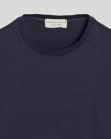 T-SHIRT BLU NAVY IN SUPIMA JERSEY A MANICA CORTA